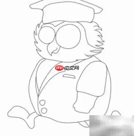 如何画简单Q版猫头鹰博士简笔画步骤图解_wishdown.com 如何画简单Q版猫头鹰博士简笔画步骤图解_wishdown.com