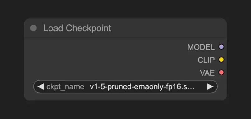 ComfyUI模型类型、目录与加载方式详解_wishdown.com ComfyUI Load Checkpoint 节点显示 checkpoint 文件选择框以及 MODEL、CLIP、VAE 输出