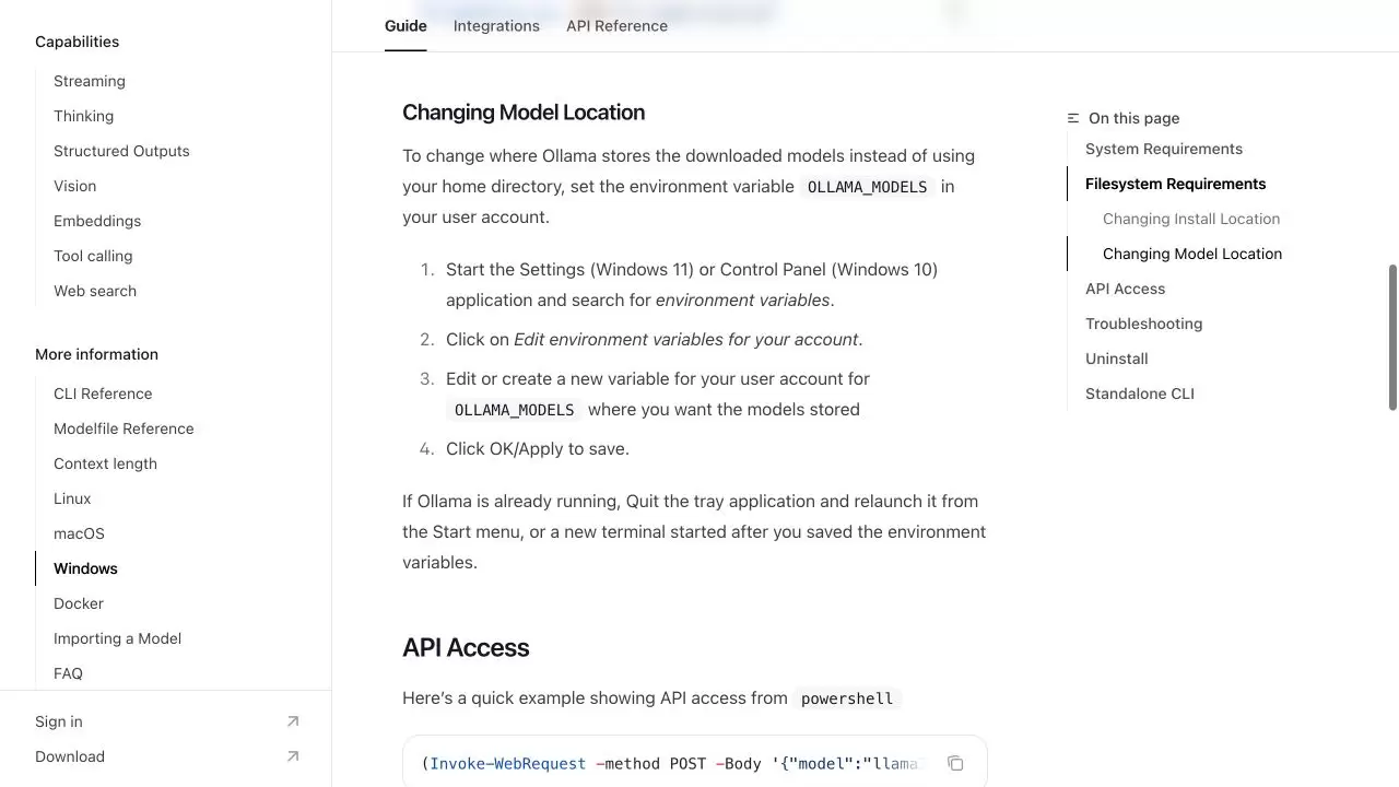 Ollama Windows卸载与模型文件清理教程_wishdown.com Ollama 官方 Windows 文档说明通过用户环境变量 OLLAMA_MODELS 指定模型目录