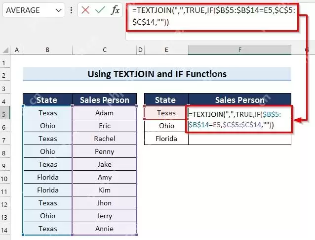 Excel�����ʹ��TEXTJOIN�����������ϲ������ı�����