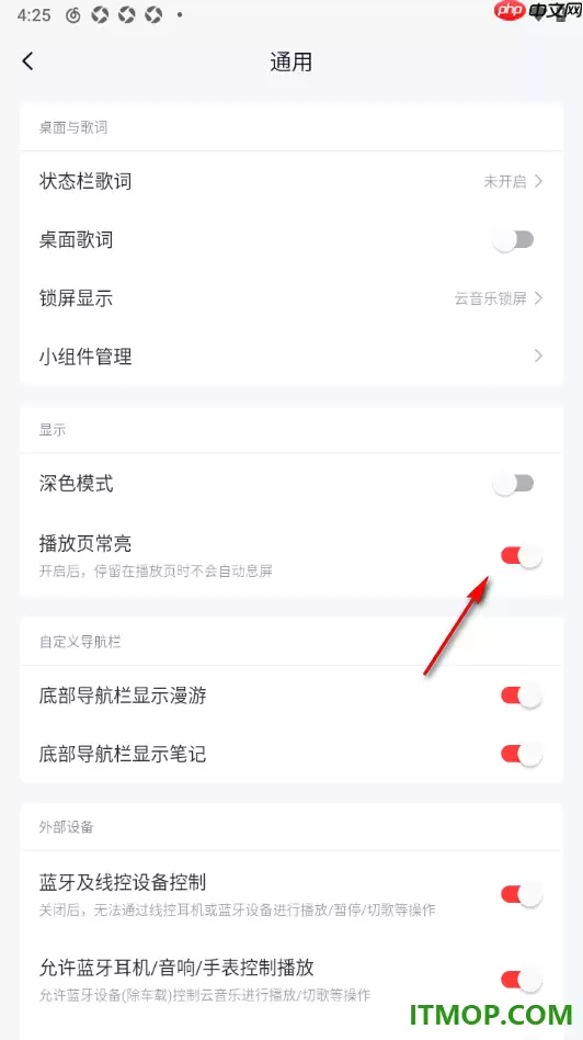网易云音乐手机版播放页常亮显示设置方法_wishdown.com 网易云音乐手机版播放页常亮显示设置方法_wishdown.com