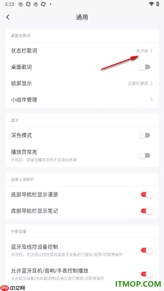 网易云音乐手机版状态栏歌词开启设置方法_wishdown.com 网易云音乐手机版状态栏歌词开启设置方法_wishdown.com