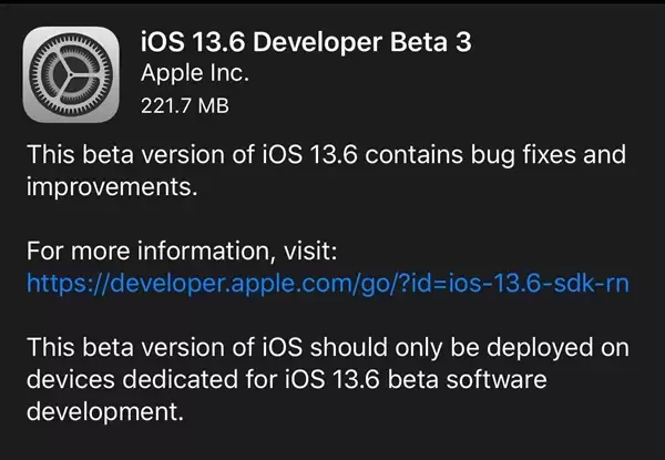 ƻ������iOS 13.6���¹���� �޸�©����ΪiOS 14��׼��