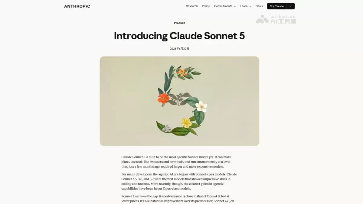 Anthropic�����Ƴ�Claude Sonnet 5 ��ǿ������ģ�� ���������빦�����