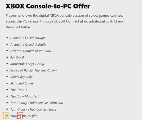 育碧与Xbox合作!部分主机游戏可通过育碧免费解锁PC版_wishdown.com 育碧与Xbox合作!部分主机游戏可通过育碧免费解锁PC版_wishdown.com