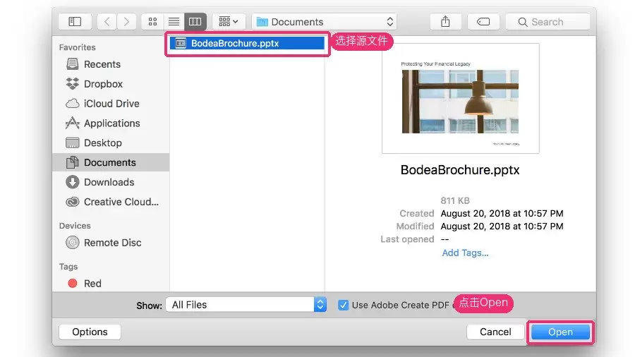 Adobe Acrobat文件转PDF教程:多格式文件创建方法_wishdown.com Open文件选择对话框