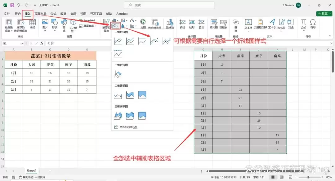 Excel如何制作多段式折线图表教程_wishdown.com Excel如何制作多段式折线图表教程_wishdown.com