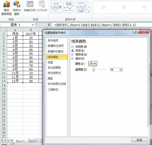 Excel折线图如何设置不同颜色区分数据线_wishdown.com Excel折线图如何设置不同颜色区分数据线_wishdown.com