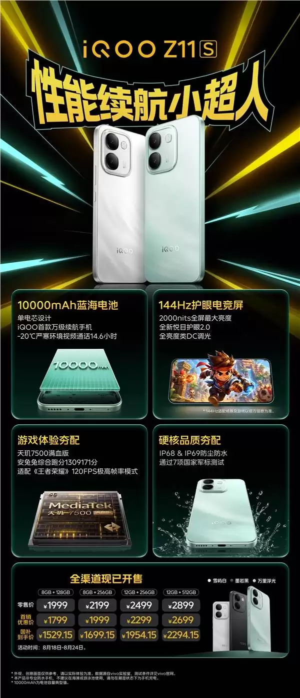 һͼ����iQOO Z11S���򼶴���+����7500��ѪоƬ 1799Ԫ��