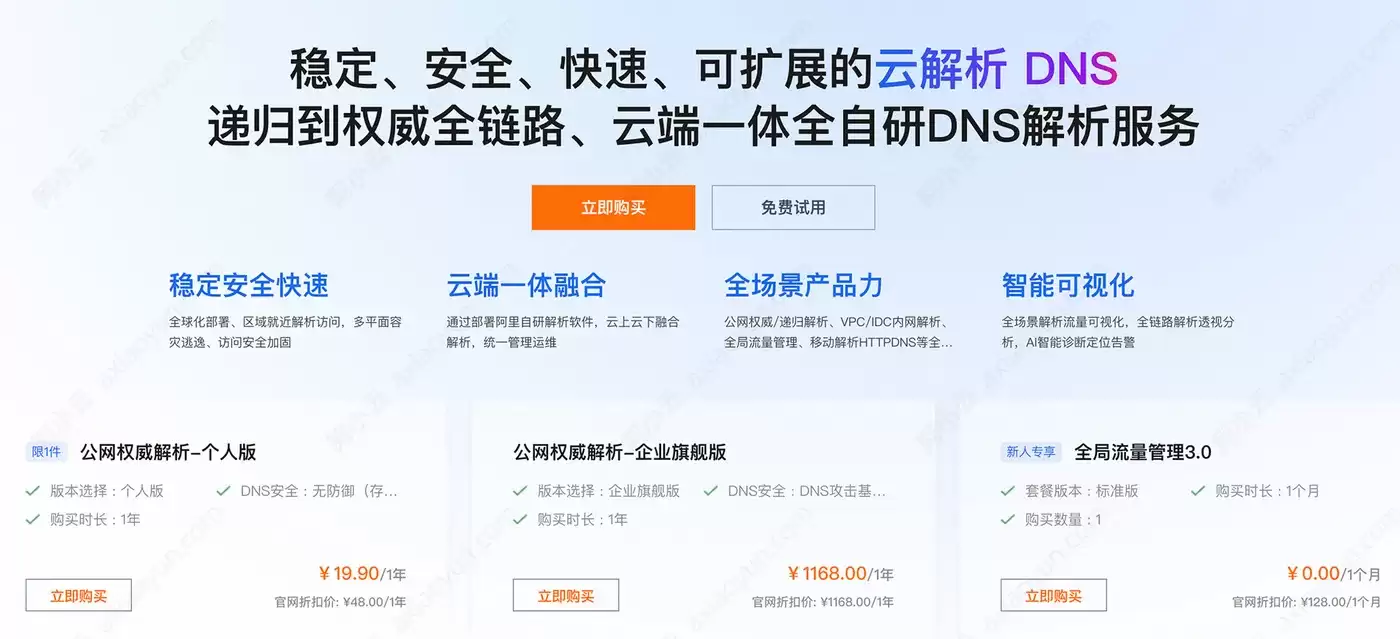 �������ƽ���DNS���˰湦�ܼ۸���ѡ��ָ��
