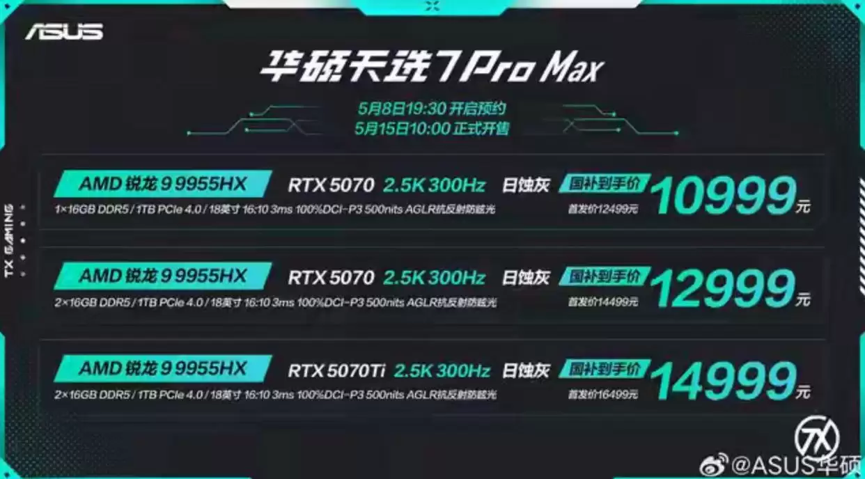 华硕天选7 Pro与Max游戏本发布 售价10399元起_wishdown.com 华硕天选7系列产品图4