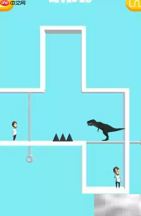 Pin Rescue第28关通关攻略:插销解锁顺序详解_wishdown.com Pin Rescue第28关第一步:点击左侧倾斜式插销