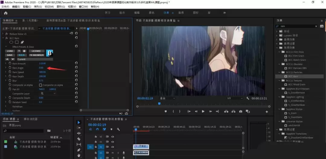 Premiere制作下雨效果教程:BCC Rain插件参数详解_wishdown.com 效果控件中其他参数的详细设置界面