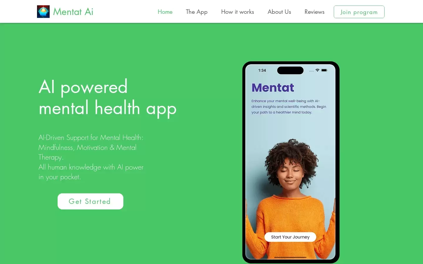 Mentat AI使用指南:AI驱动的心理健康管理与情绪追踪_wishdown.com Mentat AI应用界面展示,包含情绪追踪图表与AI对话窗口