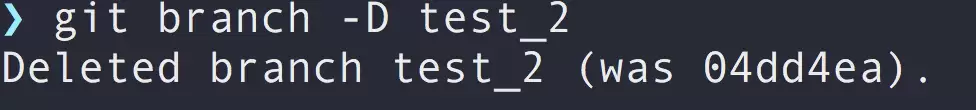 Git 删除分支:本地与远程分支彻底清理指南_wishdown.com Git终端执行git branch -D test2命令后的成功提示